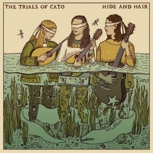 Stylised cartoon album cover art showing the three band members blindfolded and half submerged in a river as they play their instruments